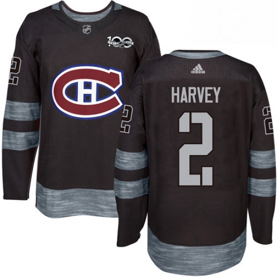 Mens Adidas Montreal Canadiens 2 Doug Harvey Authentic Black 1917 2017 100th Anniversary NHL Jersey