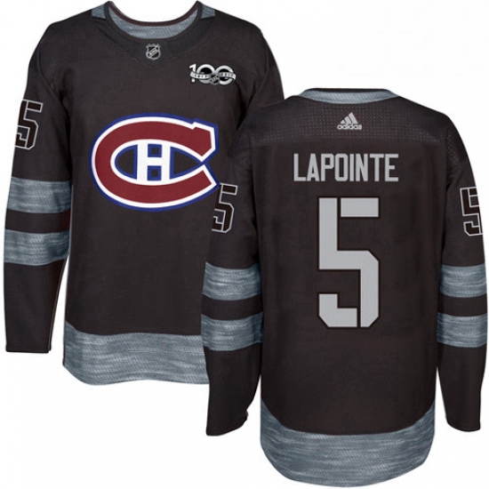 Mens Adidas Montreal Canadiens 5 Guy Lapointe Authentic Black 1917 2017 100th Anniversary NHL Jersey