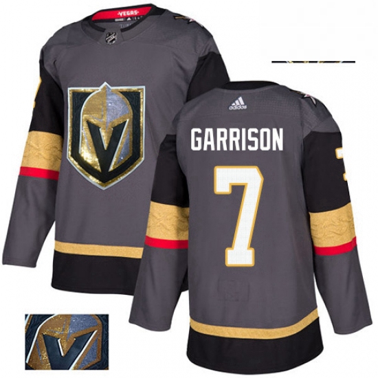 Mens Adidas Vegas Golden Knights 7 Jason Garrison Authentic Gray Fashion Gold NHL Jersey