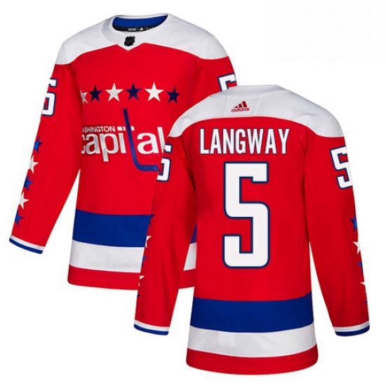 Mens Adidas Washington Capitals 5 Rod Langway Authentic Red Alternate NHL Jersey