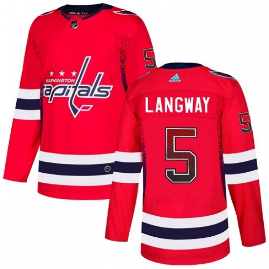 Mens Adidas Washington Capitals 5 Rod Langway Authentic Red Drift Fashion NHL Jersey