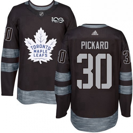 Mens Adidas Toronto Maple Leafs 30 Calvin Pickard Authentic Black 1917 2017 100th Anniversary NHL Je