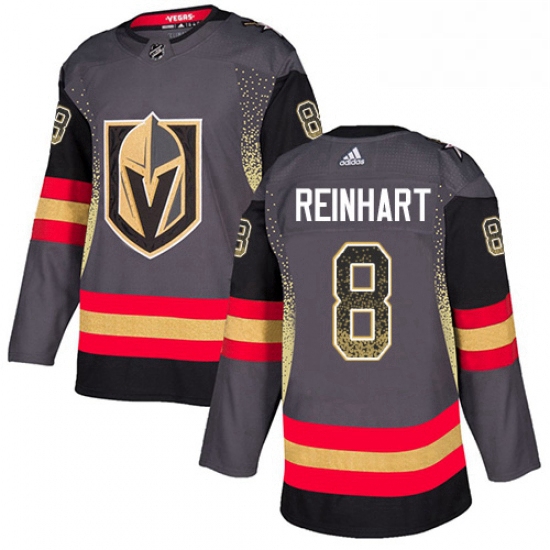 Mens Adidas Vegas Golden Knights 8 Griffin Reinhart Authentic Black Drift Fashion NHL Jersey