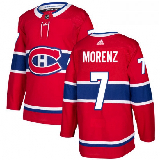 Mens Adidas Montreal Canadiens 7 Howie Morenz Authentic Red Home NHL Jersey