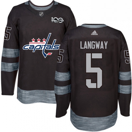 Mens Adidas Washington Capitals 5 Rod Langway Premier Black 1917 2017 100th Anniversary NHL Jersey