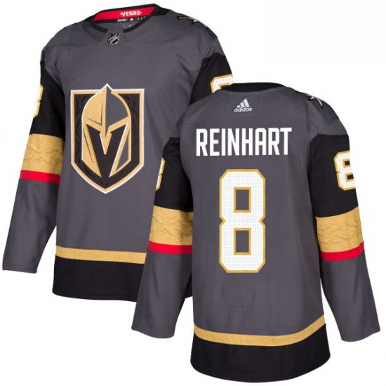 Mens Adidas Vegas Golden Knights 8 Griffin Reinhart Premier Gray Home NHL Jersey