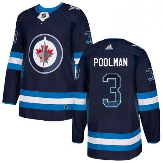 Mens Adidas Winnipeg Jets 3 Tucker Poolman Authentic Navy Blue Drift Fashion NHL Jersey