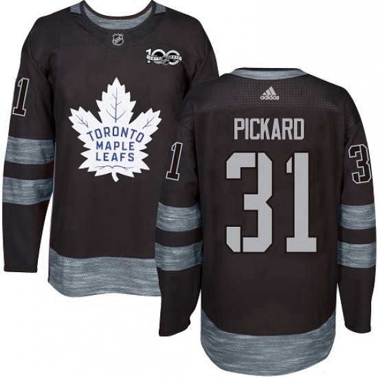 Mens Adidas Toronto Maple Leafs 31 Calvin Pickard Authentic Black 1917 2017 100th Anniversary NHL Je