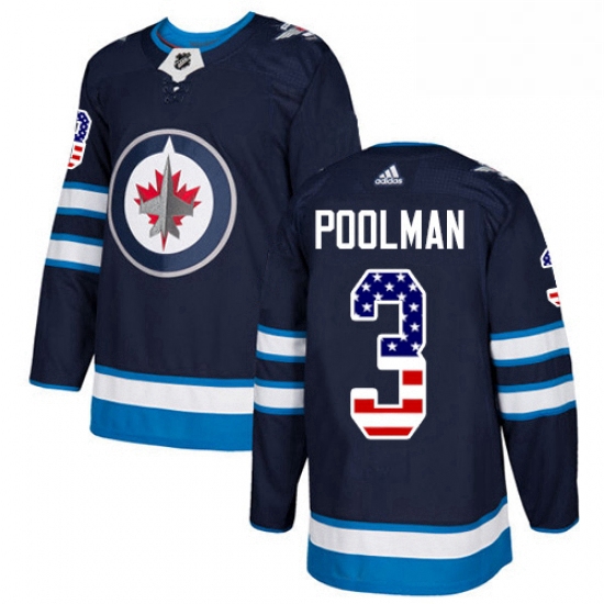 Mens Adidas Winnipeg Jets 3 Tucker Poolman Authentic Navy Blue USA Flag Fashion NHL Jersey