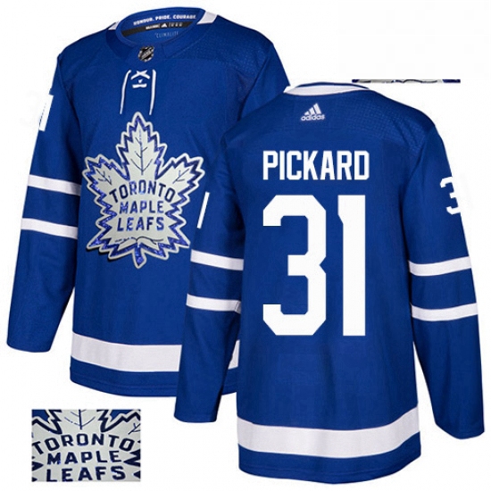 Mens Adidas Toronto Maple Leafs 31 Calvin Pickard Authentic Royal Blue Fashion Gold NHL Jersey