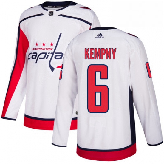 Mens Adidas Washington Capitals 6 Michal Kempny Authentic White Away NHL Jersey