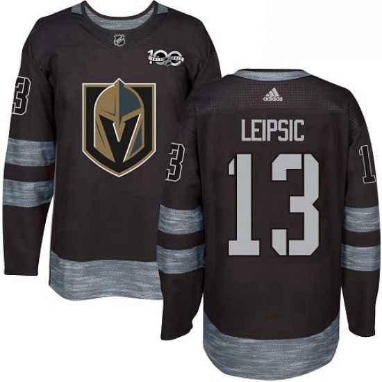 Mens Adidas Vegas Golden Knights 13 Brendan Leipsic Authentic Black 1917 2017 100th Anniversary NHL 