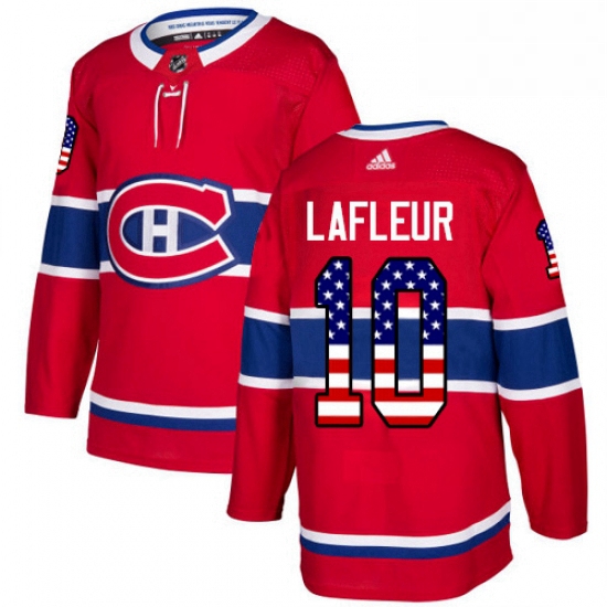 Mens Adidas Montreal Canadiens 10 Guy Lafleur Authentic Red USA Flag Fashion NHL Jersey