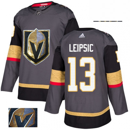 Mens Adidas Vegas Golden Knights 13 Brendan Leipsic Authentic Gray Fashion Gold NHL Jersey