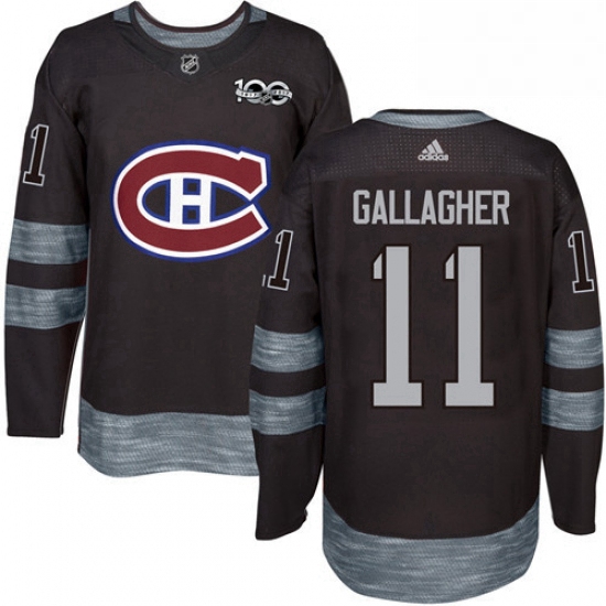 Mens Adidas Montreal Canadiens 11 Brendan Gallagher Authentic Black 1917 2017 100th Anniversary NHL 