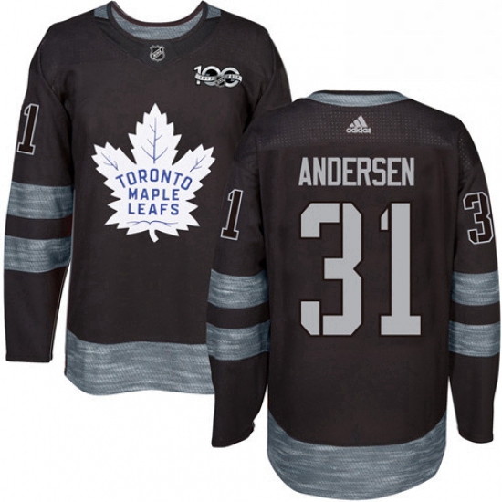 Mens Adidas Toronto Maple Leafs 31 Frederik Andersen Authentic Black 1917 2017 100th Anniversary NHL