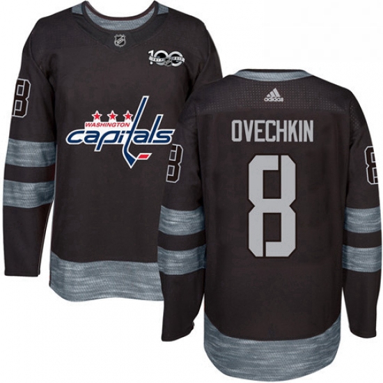 Mens Adidas Washington Capitals 8 Alex Ovechkin Authentic Black 1917 2017 100th Anniversary NHL Jers