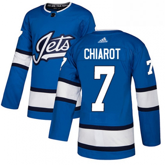 Mens Adidas Winnipeg Jets 7 Ben Chiarot Authentic Blue Alternate NHL Jersey