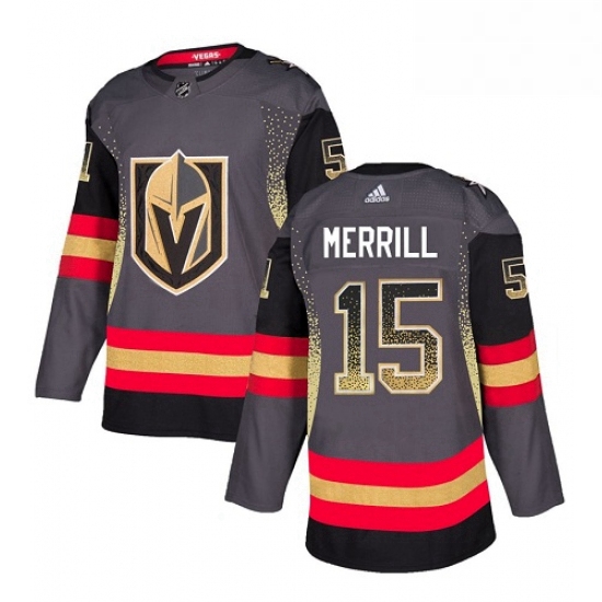 Mens Adidas Vegas Golden Knights 15 Jon Merrill Authentic Black Drift Fashion NHL Jersey