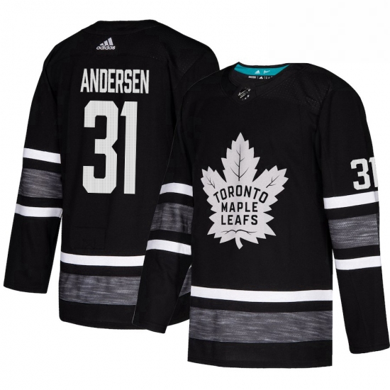 Mens Adidas Toronto Maple Leafs 31 Frederik Andersen Black 2019 All Star Game Parley Authentic Stitc