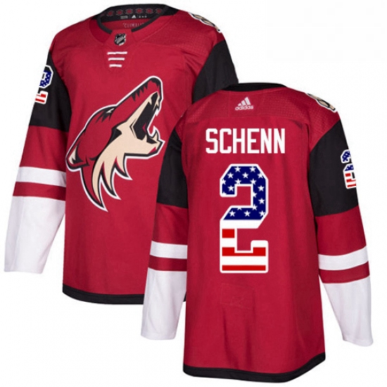 Mens Adidas Arizona Coyotes 2 Luke Schenn Authentic Red USA Flag Fashion NHL Jersey