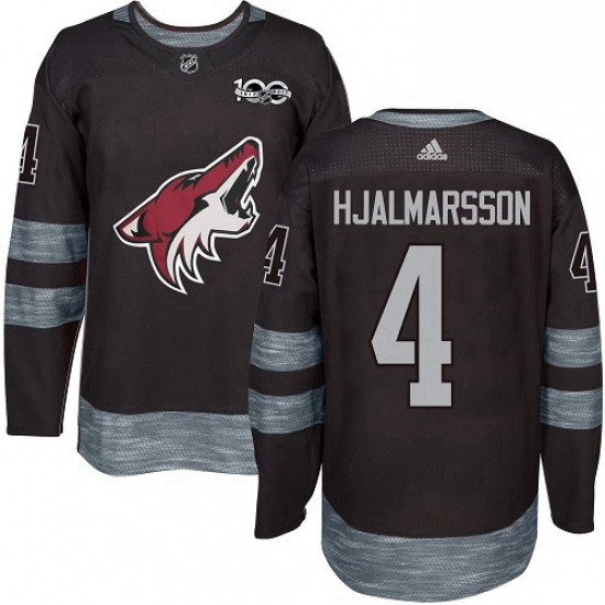 Mens Adidas Arizona Coyotes 4 Niklas Hjalmarsson Authentic Black 1917 2017 100th Anniversary NHL Jer