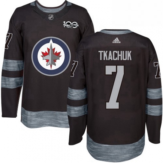 Mens Adidas Winnipeg Jets 7 Keith Tkachuk Authentic Black 1917 2017 100th Anniversary NHL Jersey