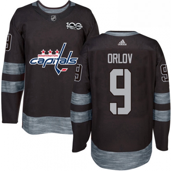 Mens Adidas Washington Capitals 9 Dmitry Orlov Authentic Black 1917 2017 100th Anniversary NHL Jerse