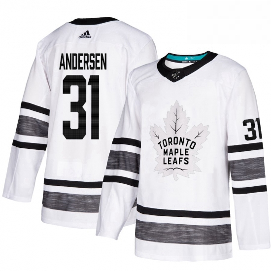 Mens Adidas Toronto Maple Leafs 31 Frederik Andersen White 2019 All Star Game Parley Authentic Stitc