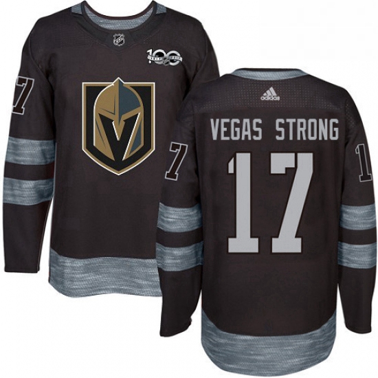 Mens Adidas Vegas Golden Knights 17 Vegas Strong Authentic Black 1917 2017 100th Anniversary NHL Jer