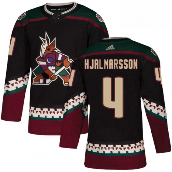 Mens Adidas Arizona Coyotes 4 Niklas Hjalmarsson Premier Black Alternate NHL Jersey