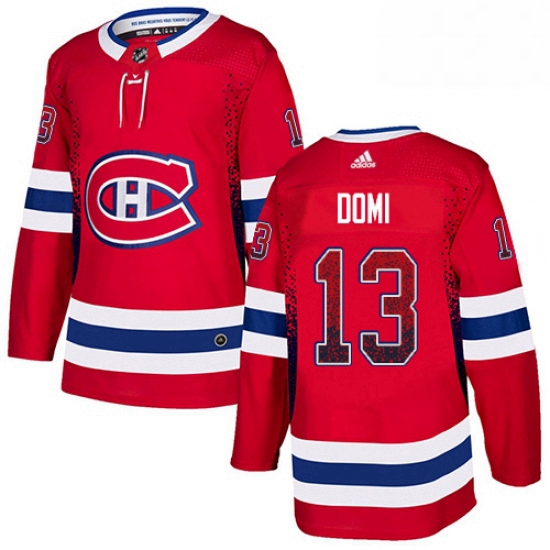 Mens Adidas Montreal Canadiens 13 Max Domi Authentic Red Drift Fashion NHL Jersey