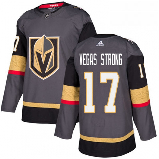 Mens Adidas Vegas Golden Knights 17 Vegas Strong Authentic Gray Home NHL Jersey