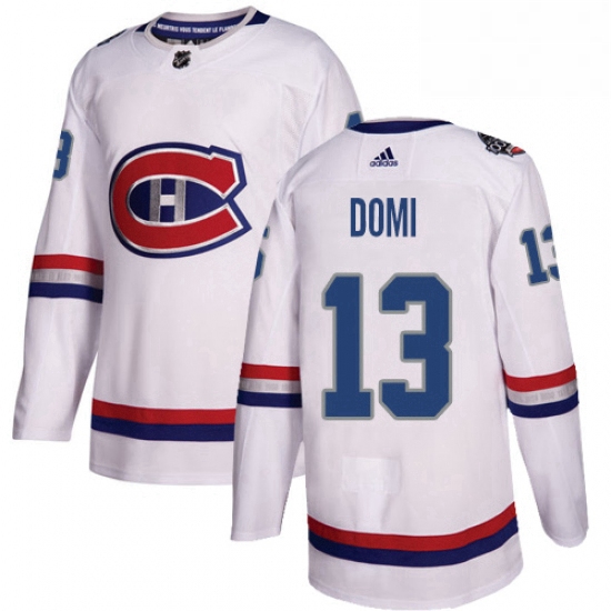 Mens Adidas Montreal Canadiens 13 Max Domi Authentic White 2017 100 Classic NHL Jersey