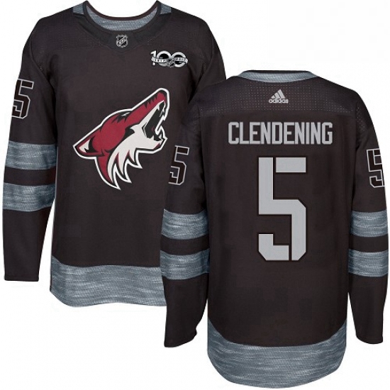 Mens Adidas Arizona Coyotes 5 Adam Clendening Premier Black 1917 2017 100th Anniversary NHL Jersey