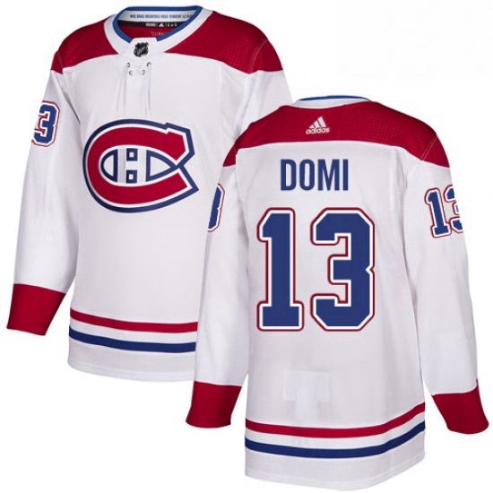 Mens Adidas Montreal Canadiens 13 Max Domi Authentic White Away 