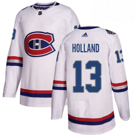 Mens Adidas Montreal Canadiens 13 Peter Holland Authentic White 2017 100 Classic NHL Jersey