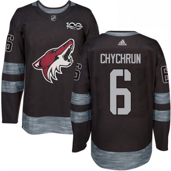 Mens Adidas Arizona Coyotes 6 Jakob Chychrun Premier Black 1917 2017 100th Anniversary NHL Jersey