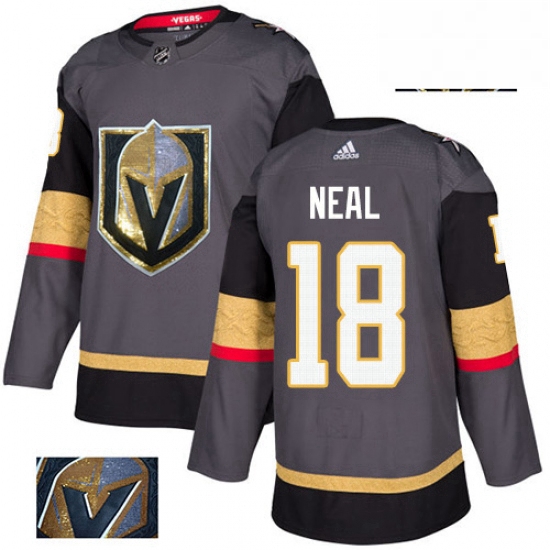 Mens Adidas Vegas Golden Knights 18 James Neal Authentic Gray Fashion Gold NHL Jersey