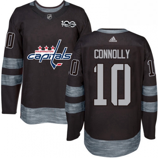 Mens Adidas Washington Capitals 10 Brett Connolly Premier Black 1917 2017 100th Anniversary NHL Jers