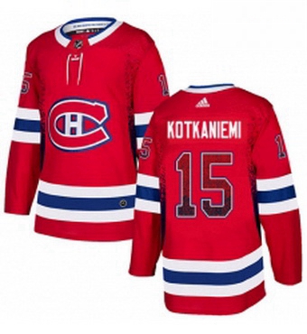 Mens Adidas Montreal Canadiens 15 Jesperi Kotkaniemi Authentic Red Drift Fashion NHL Jersey