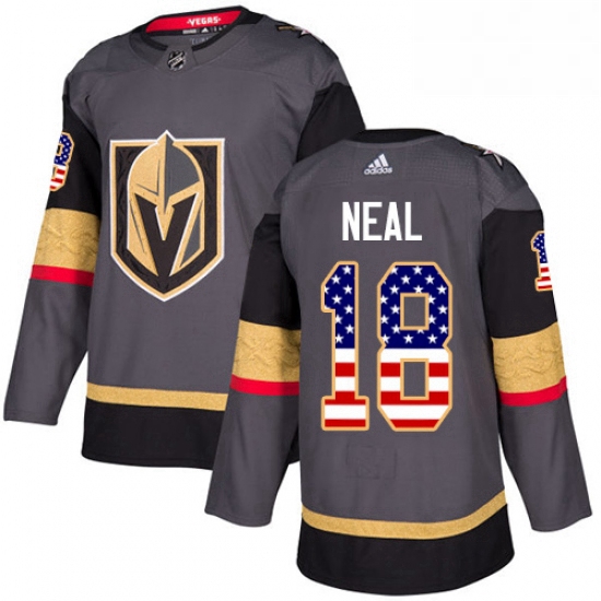 Mens Adidas Vegas Golden Knights 18 James Neal Authentic Gray USA Flag Fashion NHL Jersey