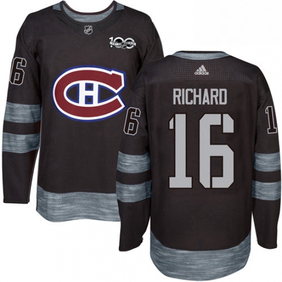 Mens Adidas Montreal Canadiens 16 Henri Richard Authentic Black 1917 2017 100th Anniversary NHL Jers