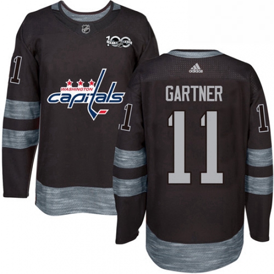 Mens Adidas Washington Capitals 11 Mike Gartner Authentic Black 1917 2017 100th Anniversary NHL Jers