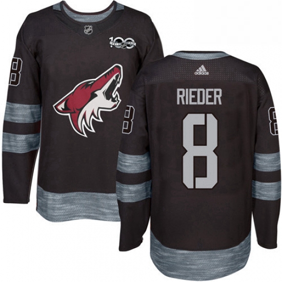 Mens Adidas Arizona Coyotes 8 Tobias Rieder Authentic Black 1917 2017 100th Anniversary NHL Jersey