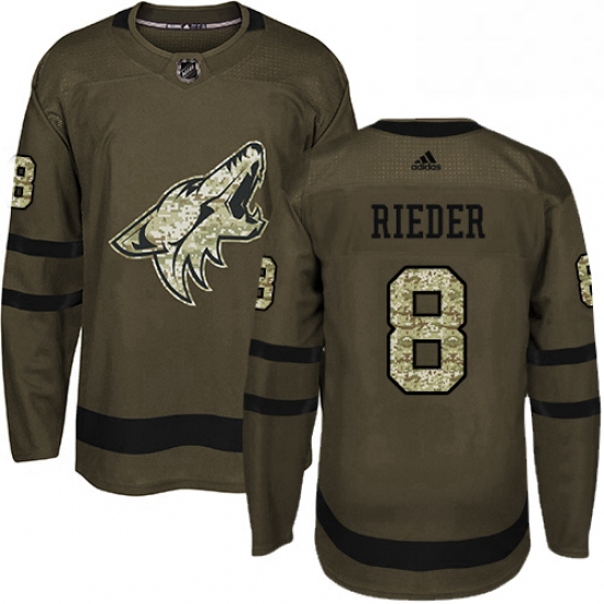 Mens Adidas Arizona Coyotes 8 Tobias Rieder Authentic Green Salute to Service NHL Jersey