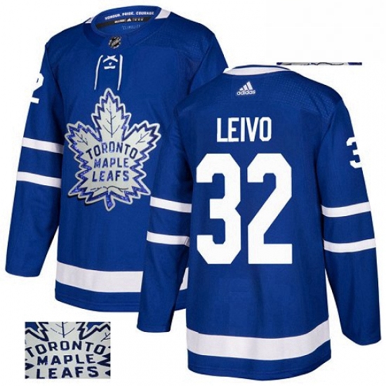 Mens Adidas Toronto Maple Leafs 32 Josh Leivo Authentic Royal Blue Fashion Gold NHL Jersey