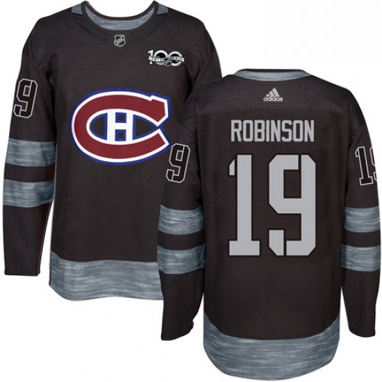 Mens Adidas Montreal Canadiens 19 Larry Robinson Authentic Black 1917 2017 100th Anniversary NHL Jer