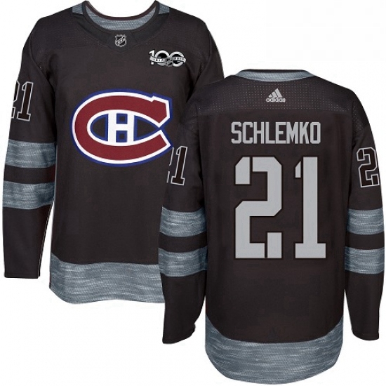 Mens Adidas Montreal Canadiens 21 David Schlemko Authentic Black 1917 2017 100th Anniversary NHL Jer