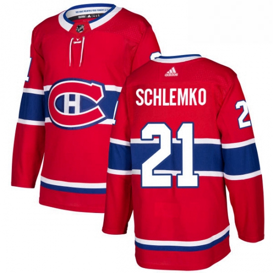 Mens Adidas Montreal Canadiens 21 David Schlemko Authentic Red Home NHL Jersey